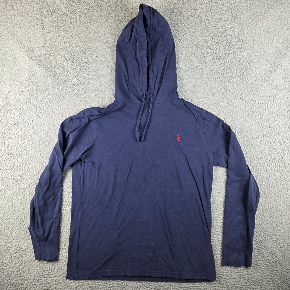 Polo Ralph Lauren Hoodie Mens Large Blue Cotton Pony Logo Pullover